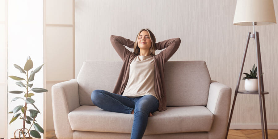 Woman relaxing on the couch